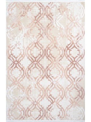 Brynlee Geometrik Pembe Bambu Kare Modern Desenli Akrilik Hav Vermeyen Leke Tutmayan Kolay Temizlenen Yumuşak Makine Salon Yolluk Mutfak Halı