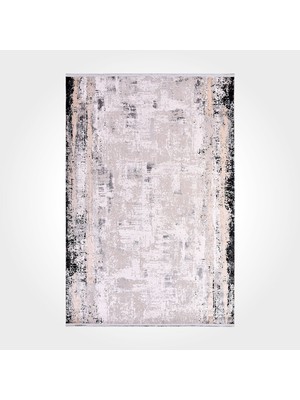 Piper Çerçeveli Krem Pamuk Dikdörtgen Modern Desenli Akrilik Hav Vermeyen Leke Tutmayan Kolay Temizlenen Yumuşak Makine Salon Yolluk Mutfak Halı