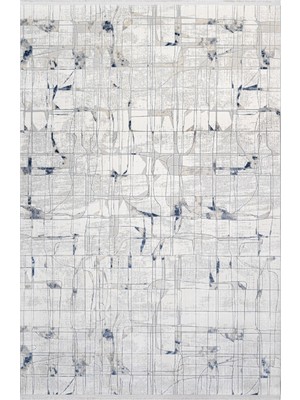 Sirak Geometrik Lacivert Akrilik Dikdörtgen Modern Desenli Akrilik Hav Vermeyen Leke Tutmayan Kolay Temizlenen Yumuşak Makine Salon Yolluk Mutfak Halı