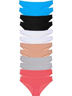 12 Adet Eko Set Likralı Kadın Slip Külot Çok Renkli 6