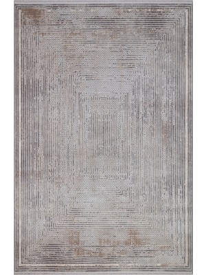 Pranayam Gri Geometrik Etnik Modern Desenli Viskon Hav Vermeyen Leke Tutmayan Kolay Temizlenen Yumuşak Makine Salon Yolluk Mutfak Halı