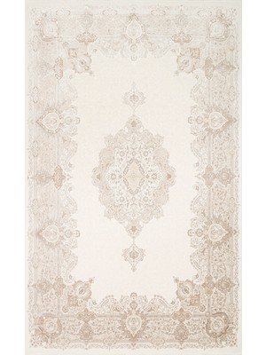 Kiran Göbekli Bej Akrilik Dikdörtgen Modern Desenli Akrilik Hav Vermeyen Leke Tutmayan Kolay Temizlenen Yumuşak Makine Salon Yolluk Mutfak Halı