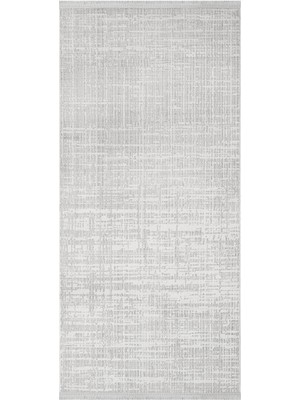 Melvan Modern Gri Polyester Kare Modern Desenli Akrilik Hav Vermeyen Leke Tutmayan Kolay Temizlenen Yumuşak Makine Salon Yolluk Mutfak Halı