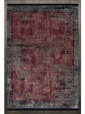 Hali.Net 200x200 cm Bordo Yıkanabilir Halı | Salon Yatak Odası Halısı | Leke Tutmaz Hipoalerjenik | F_EUROPEAN-8015