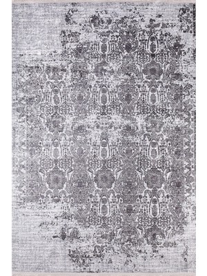 Hali.Net 80x250 cm Gri Dijital Baskı Etnik Patchwork Halı | Yolluk Koridor Mutfak Halısı | Hav Vermez Hipoalerjenik | HALN-HLN1066