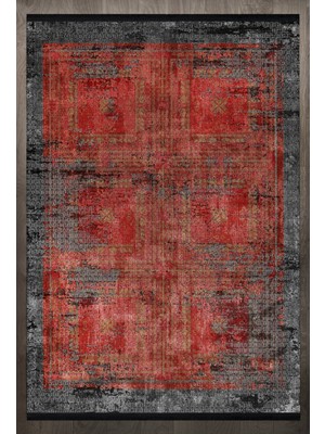 Hali.Net 120x120 cm Kırmızı Yıkanabilir Halı | Salon Yatak Odası Halısı | Leke Tutmaz Hipoalerjenik | F_EUROPEAN-8016