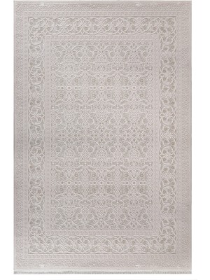 Chamba Çerçeveli Krem Akrilik Dikdörtgen Modern Desenli Akrilik Hav Vermeyen Leke Tutmayan Kolay Temizlenen Yumuşak Makine Salon Yolluk Mutfak Halı