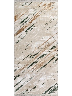 Jindabyne Modern Krem Akrilik Kare Modern Desenli Akrilik Hav Vermeyen Leke Tutmayan Kolay Temizlenen Yumuşak Makine Salon Yolluk Mutfak Halı