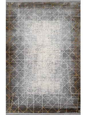 Panipat Geometrik Gold Akrilik Dikdörtgen Modern Desenli Akrilik Hav Vermeyen Leke Tutmayan Kolay Temizlenen Yumuşak Makine Salon Yolluk Mutfak Halı