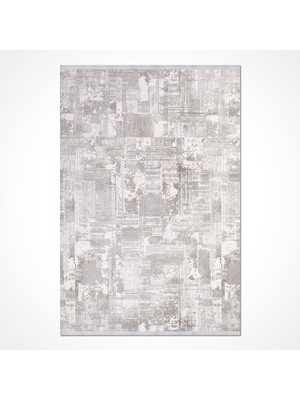 Hali.Net 80x150 cm Gri Geometrik Soyut Modern Soyut Yıkanabilir Halı | Yatak Odası Mutfak Halısı | Leke Tutmaz Hipoalerjenik | FİLİKA-11352K