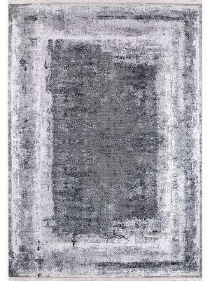 Hali.Net 120x180 cm Gri Siyah Geometrik (balıksırtı Doku) Modern Soyut Halı | Salon Yatak Odası Halısı | Hav Vermez Hipoalerjenik | HALN-HLN1355