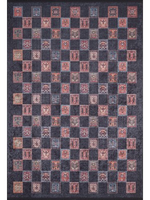 Sahiwal Siyah Modern Etnik Desenli Makinada Yıkanabilir Hav Toz Vermez Leke Tutmayan Kaymaz Taban Dijital Makine Baskı Salon Yolluk Mutfak Halı