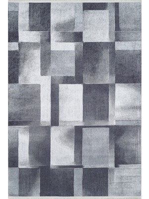 Kasur Gri Modern Etnik Desenli Makinada Yıkanabilir Hav Toz Vermez Leke Tutmayan Kaymaz Taban Dijital Makine Baskı Salon Yolluk Mutfak Halı