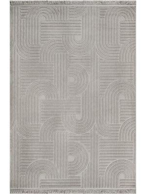 Millettia Geometrik Gri Pamuk Kare Modern Desenli Akrilik Hav Vermeyen Leke Tutmayan Kolay Temizlenen Yumuşak Makine Salon Yolluk Mutfak Halı