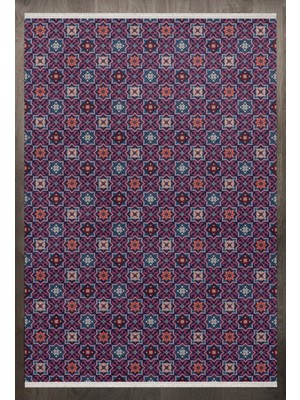 Hali.Net 100x250 cm Mor Summit Pamuk Yıkanabilir Modern Halı | Yolluk Koridor Mutfak Halısı | Leke Tutmaz Hipoalerjenik | F_SUMMİT-901