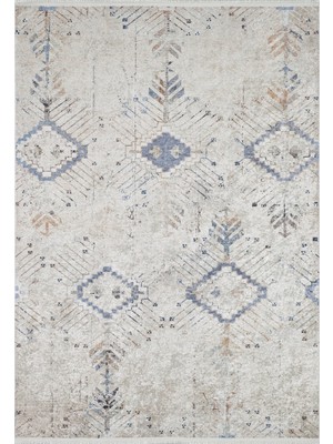 Hali.Net 80x150 cm Bej Dijital Baskı Etnik Patchwork Halı | Mutfak Balkon Salon Halısı | Hav Vermez Hipoalerjenik | HALN-HLN1670