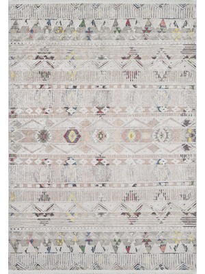 Tampico Bej Modern Etnik Desenli Makinada Yıkanabilir Hav Toz Vermez Leke Tutmayan Kaymaz Taban Dijital Makine Baskı Salon Yolluk Mutfak Halı