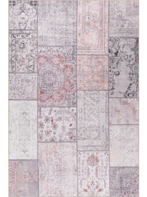 Hali.Net 75x150 cm Pembe Dikdörtgen Klasik Etnik Çerçeveli Halı | Mutfak Balkon Salon Halısı | Hav Vermez Leke Tutmaz | BA13-DİKDÖRTGEN
