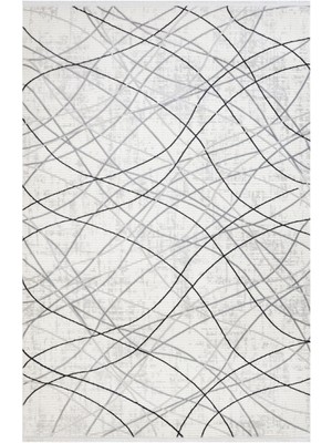 Bogy Geometrik Gri Mikro Polyester Kare Modern Desenli Akrilik Hav Vermeyen Leke Tutmayan Kolay Temizlenen Yumuşak Makine Salon Yolluk Mutfak Halı