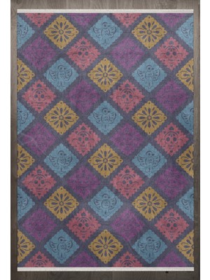 Hali.Net 120x120 cm Mor Yıkanabilir Halı | Salon Yatak Odası Halısı | Leke Tutmaz Hipoalerjenik | F_TULİP-4015
