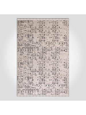 Krem Modern Etnik Desenli Pamuk Hav Vermeyen Leke Tutmayan Kolay Temizlenen Yumuşak Makine Salon Yolluk Mutfak Halı