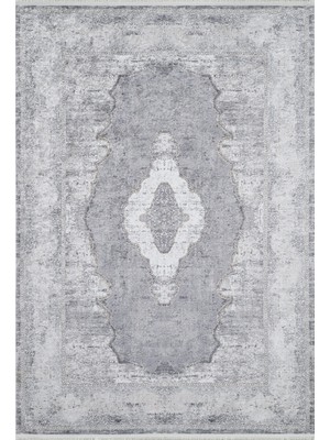 Hali.Net 80x150 cm Gri Dijital Baskı Etnik Patchwork Halı | Mutfak Balkon Salon Halısı | Hav Vermez Hipoalerjenik | HALN-HLN1781