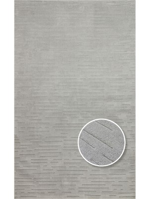 Hali.Net 80x150 cm Gri Açık Gri Yatay Çizgiler Modern Soyut Halı | Salon Mutfak Halısı | Hav Vermez Leke Tutmaz | 05-GREY