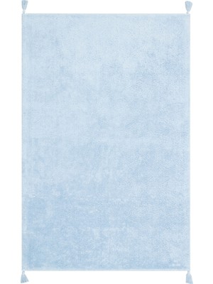 Hali.Net 120x120 cm Mavi Açık Mavi Modern Düz Halı | Salon Yatak Odası Halısı | Hav Vermez Leke Tutmaz | BLUE-Q