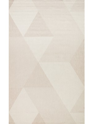 Hali.Net 80x150 cm Bej Üçgenler Modern Geometrik Halı | Salon Mutfak Halısı | Hav Vermez Leke Tutmaz | Hav Vermez Leke Tutmaz