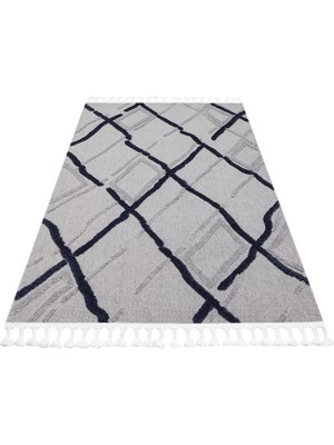 Messina Gri Geometrik Etnik Modern Desenli Hav Vermeyen Leke Tutmayan Kolay Temizlenen Yumuşak Makine Salon Yolluk Mutfak Halı