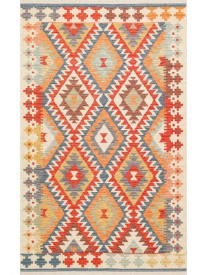 Krem Afgan Etnik Modern Desenli Hav Vermeyen Leke Tutmayan Kolay Temizlenen Yumuşak Makine Salon Yolluk Mutfak Halı