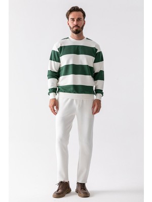 Erkek Beli Lastikli Cep Detaylı Jogger Pantolon Beyaz - 8079