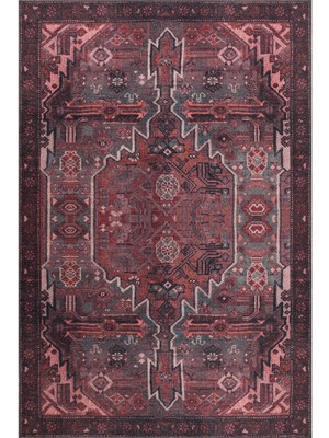 Hali.Net 75x200 cm Bordo Dikdörtgen Klasik Etnik Çerçeveli Halı | Balkon Halısı Mutfak Koridor Halı | Hav Vermez Leke Tutmaz | BA25-DİKDÖRTGEN