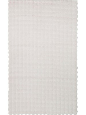 Hali.Net 120x180 cm Vizon Beyaz Kareli Modern Kabartmalı Halı | Salon Yatak Odası Halısı | Hav Vermez Leke Tutmaz | Hav Vermez Leke Tutmaz