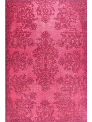 Plymouth Klasik Fuşya Polyester Dikdörtgen Modern Desenli Pamuk Makinada Yıkanabilir Hav Toz Vermez Leke Tutmayan Kaymaz Taban Dijital Makine Baskı Salon Yolluk Mutfak Halı