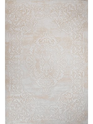 Bespoky 80x150 cm Krem Klasik Bitkisel Yıkanabilir Halı | Yatak Odası Mutfak Halısı | Leke Tutmayan, Kaymaz | STN_OTTOWA-004A