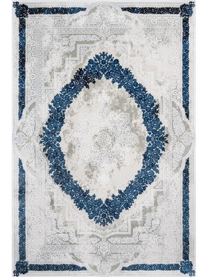Hali.Net 200x200 cm Beyaz Yuvarlak Pamuk Yıkanabilir Etnik Halı | Salon Yatak Odası Halısı | Leke Tutmaz Hipoalerjenik Çabuk Kuru | 13624-DAİRE
