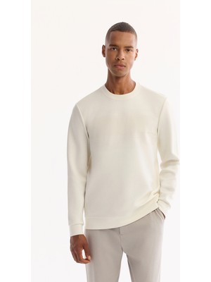AVVA Erkek Siyah Bisiklet Yaka Pamuklu Bi-Stretch Baskılı Regular Fit Sweatshirt A52Y1215