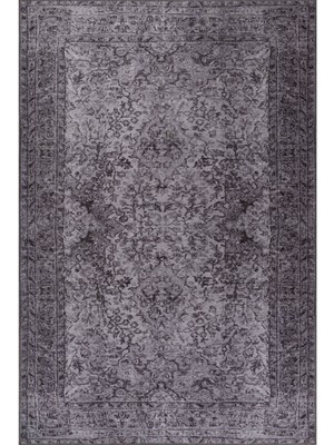 Hali.Net 150x150 cm Yuvarlak Füme Bitkisel Vintage Eskitme Halı | Salon Yatak Odası Halısı | Hav Vermez Leke Tutmaz | BA29-DAİRE