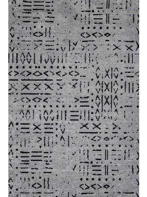 Hali.Net 160x160 cm Gri Yuvarlak Pamuk Yıkanabilir Etnik Halı | Salon Yatak Odası Halısı | Leke Tutmaz Hipoalerjenik Çabuk Kuru | 2B-DAİRE