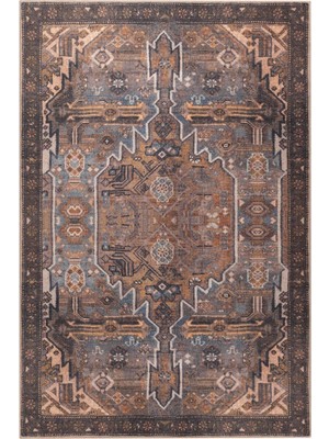 Hali.Net 150x230 cm Turuncu Kahverengi Geometrik Etnik Etnik/geometrik Halı | Salon Yatak Odası Halısı | Hav Vermez Leke Tutmaz | BA01-DİKDÖRTGEN