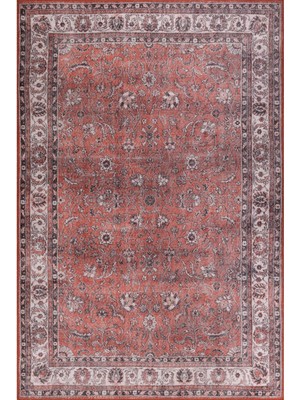 Hali.Net 150x230 cm Bordo Kiremit Kırmızısı Çiçekli Geleneksel Bordürlü Halı | Salon Yatak Odası Halısı | Hav Vermez Leke Tutmaz | BA42-DİKDÖRTGEN