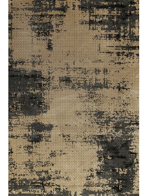 Bespoky 80x150 cm Sarı Bej Eskitme Modern Soyut Yıkanabilir Halı | Yatak Odası Mutfak Halısı | Leke Tutmayan, Kaymaz | KRM_PRAG-005S