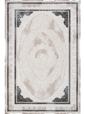  Klasik Gri Pamuk Dikdörtgen Modern Desenli Pamuk Makinada Yıkanabilir Hav Toz Vermez Leke Tutmayan Kaymaz Taban Dijital Makine Baskı Salon Yolluk Mutfak Halı