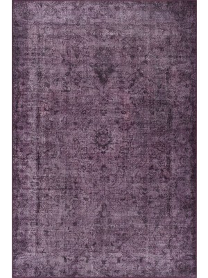 Hali.Net 150x150 cm Mor Soyut Vintage Eskitme Halı | Salon Yatak Odası Halısı | Hav Vermez Leke Tutmaz | BA28-KARE