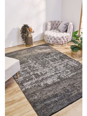Swenson Modern Gri Pamuk Dikdörtgen Modern Desenli Akrilik Hav Vermeyen Leke Tutmayan Kolay Temizlenen Yumuşak Makine Salon Yolluk Mutfak Halı