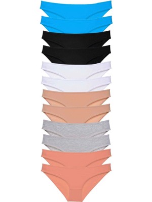 12 Adet Eko Set Likralı Kadın Slip Külot Çok Renkli 4