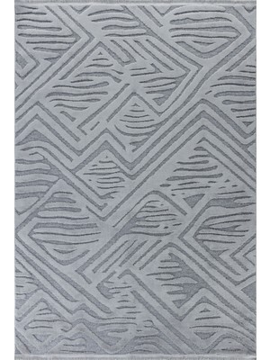 Bespoky 80x150 cm Gri Etnik Modern Yıkanabilir Halı | Mutfak Balkon Yatak Odası Halısı | Leke Tutmayan Kaymaz | 4223-GRİ