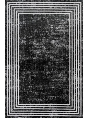  Çerçeveli Gri Pamuk Kare Modern Desenli Pamuk Makinada Yıkanabilir Hav Toz Vermez Leke Tutmayan Kaymaz Taban Dijital Makine Baskı Salon Yolluk Mutfak Halı