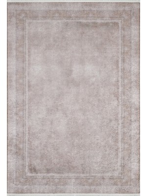 Bikaner Kahverengi Çerçeveli Etnik Modern Desenli Makinada Yıkanabilir Hav Toz Vermez Leke Tutmayan Kaymaz Taban Dijital Makine Baskı Salon Yolluk Mutfak Halı